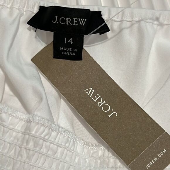 NWT J.Crew Smocked Waist Pleated Dress White Size 14 - Picture 11 of 15